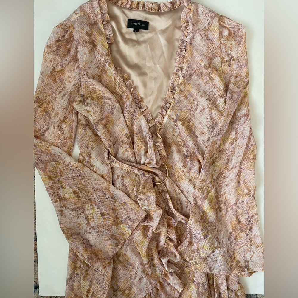 MAJORELLE Ruffled Snakeskin Print Dress